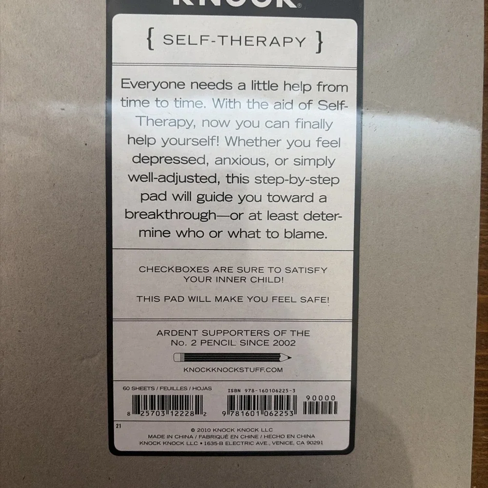 Self-Therapy Note Pad by Knock Knock - New in Shrink Wrap C9‎